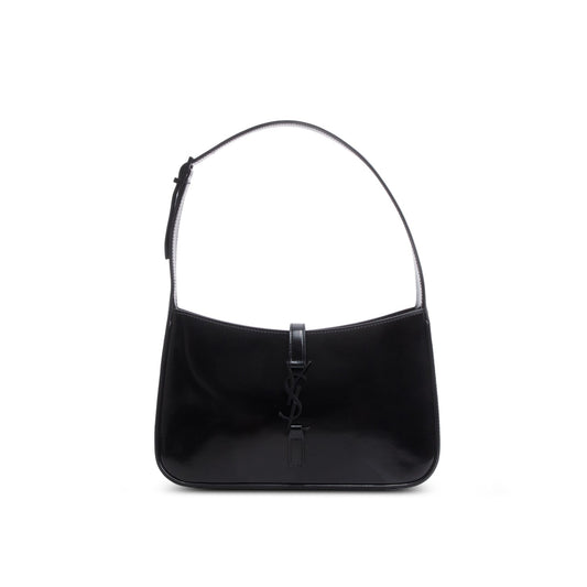 Saint Laurent 2023 Black Patent Leather Monogram Le 5 A 7 Hobo Bag