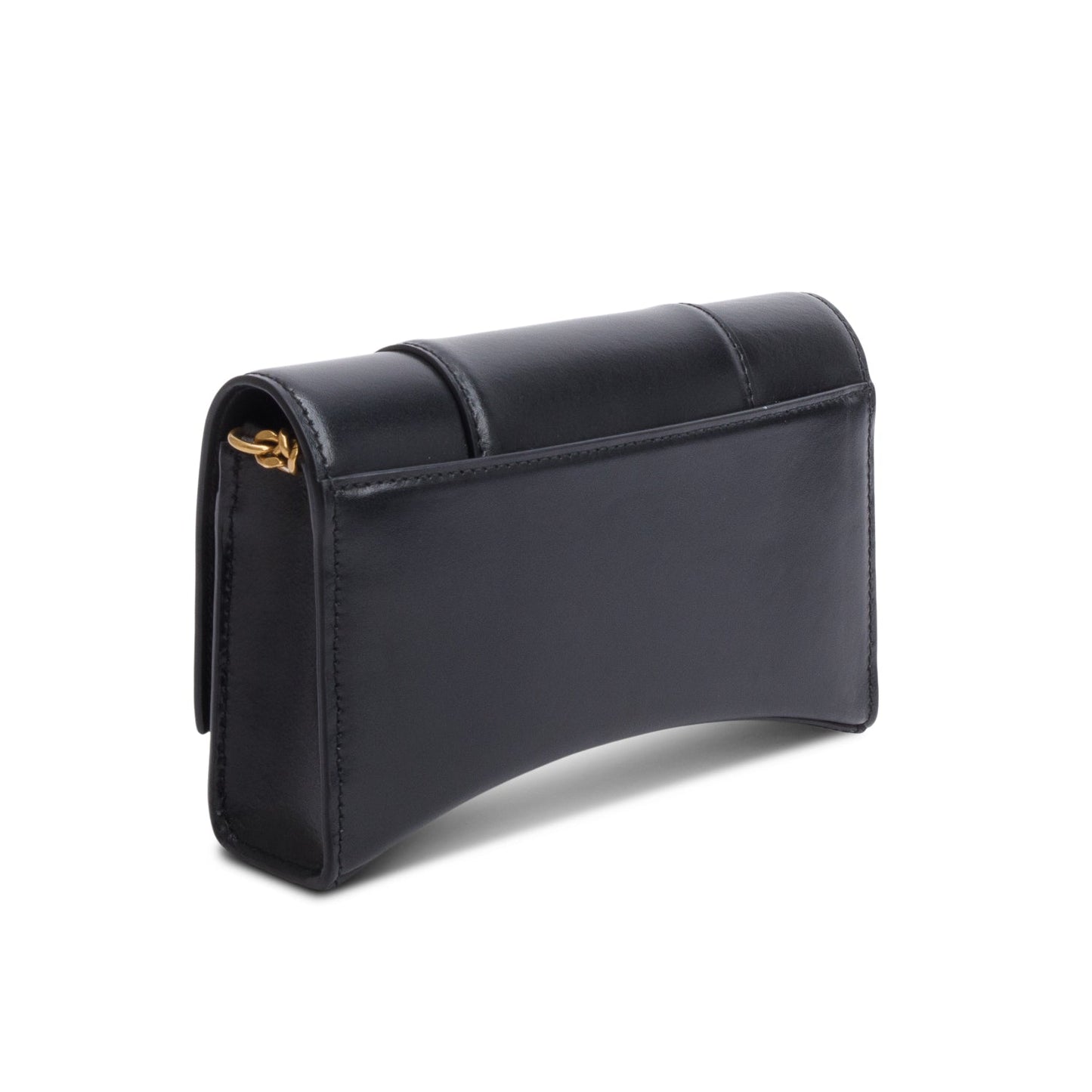 Balenciaga Black Smooth Leather Hourglass Wallet on Chain