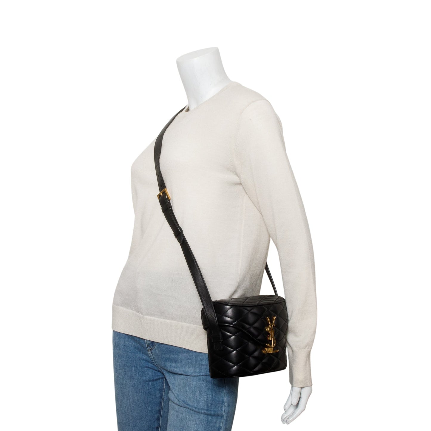 Saint Laurent 2026 Black Quilted Leather June Box Crossbody Bag