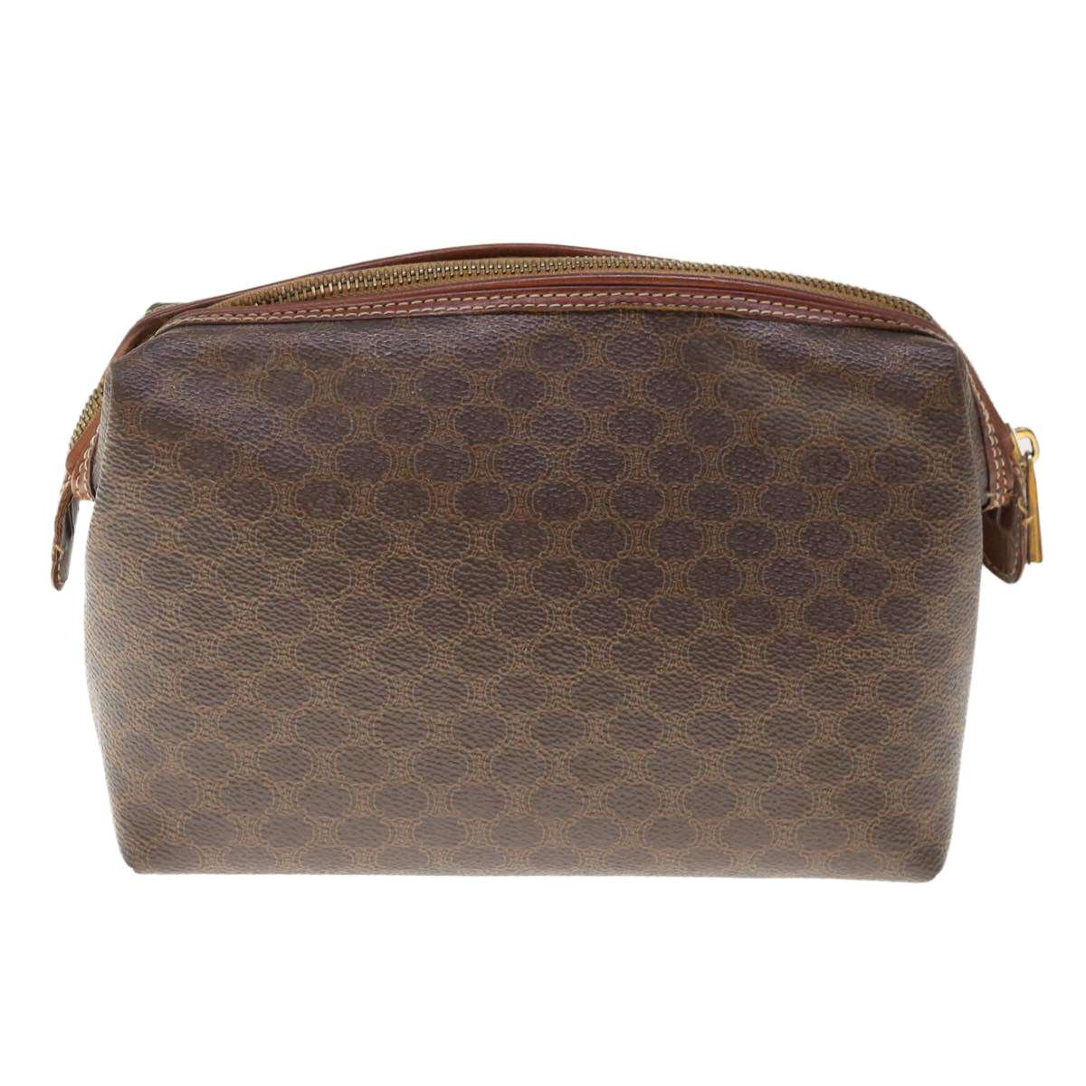 Luxury CELINE Macadam Canvas Pouch PVC Leather Brown  65907