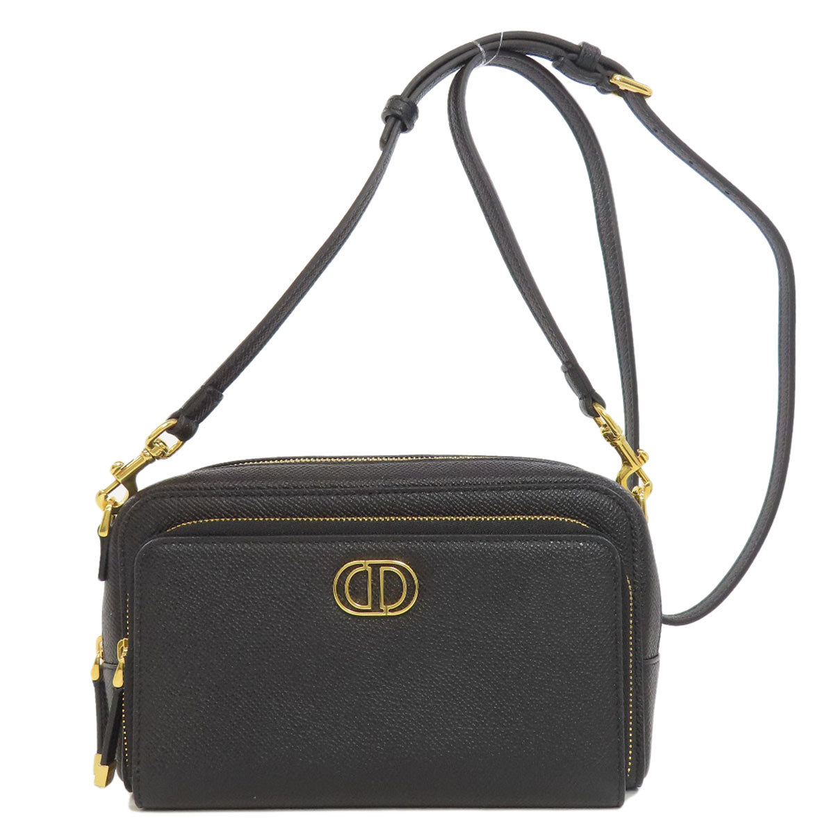 Christian Dior Shoulder Bag Calfskin black Karo double pouch Women