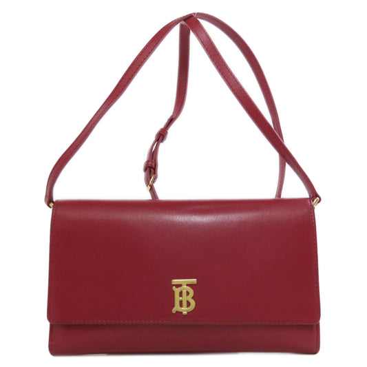 BURBERRY Long Wallet Purse leather Red Shoulder wallet