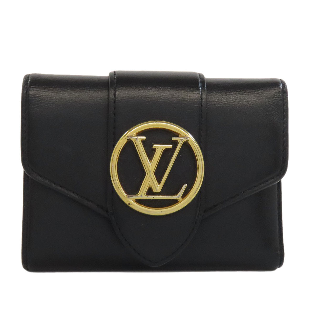 LOUIS VUITTON Bifold Wallet M69176 leather black Portefeuille LV Pont Neuf Women
