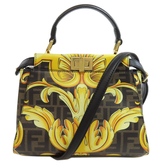 FENDI Handbag Calfskin black Fender Che Mini Peekaboo