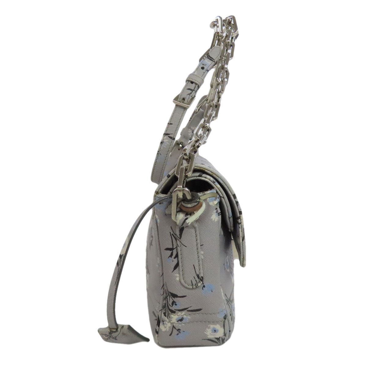 PRADA Shoulder Bag PVC gray Flower motif