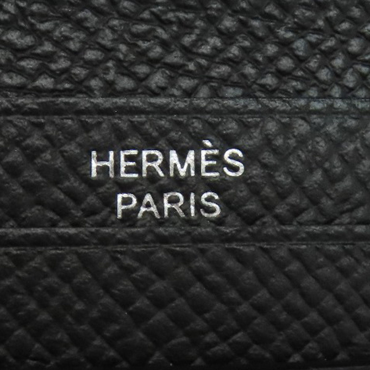 HERMES Bifold Wallet Epsom black Bearn Compact SilverMetal