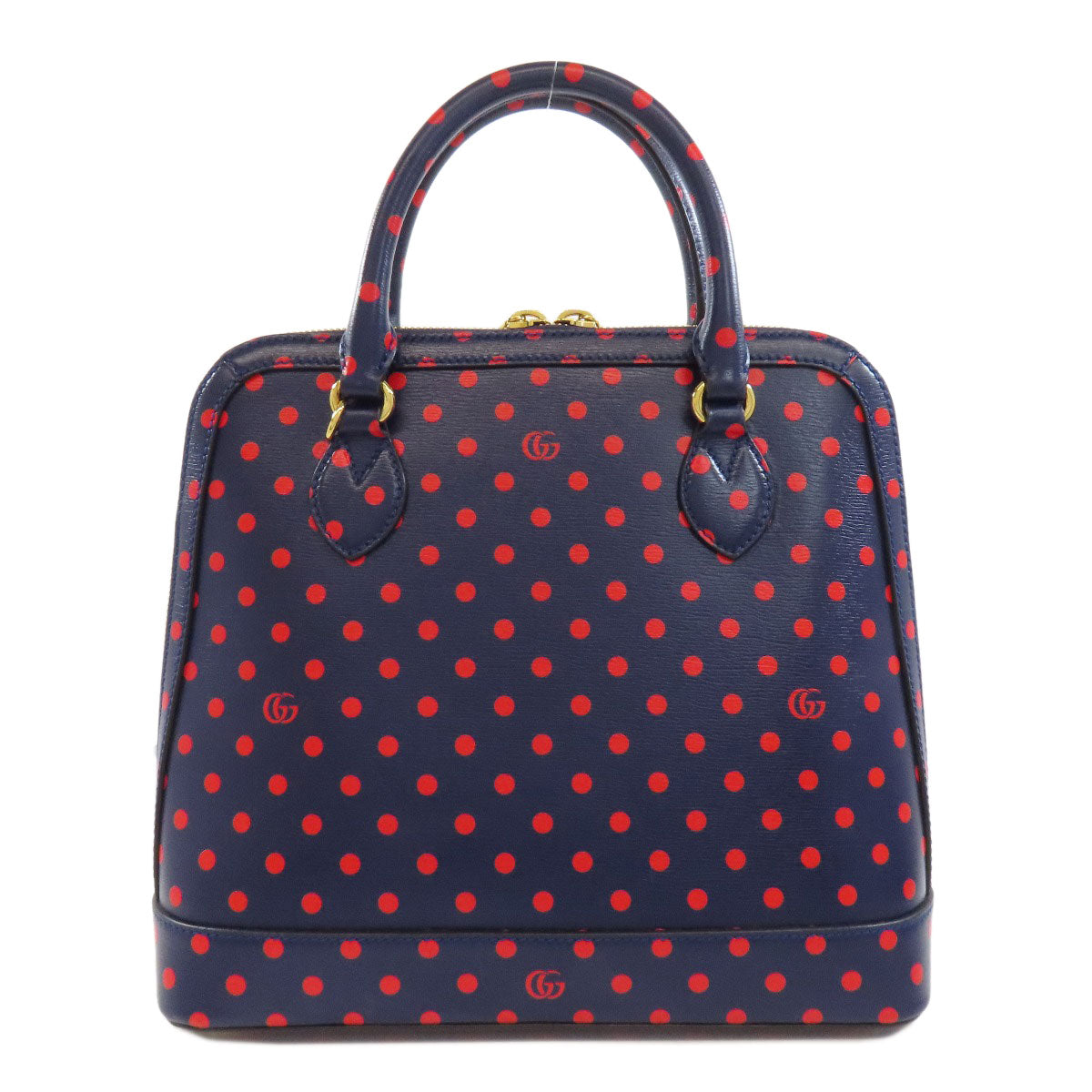 GUCCI Handbag 620850 leather Navy Horsebit Dot Pattern 2WAY Women