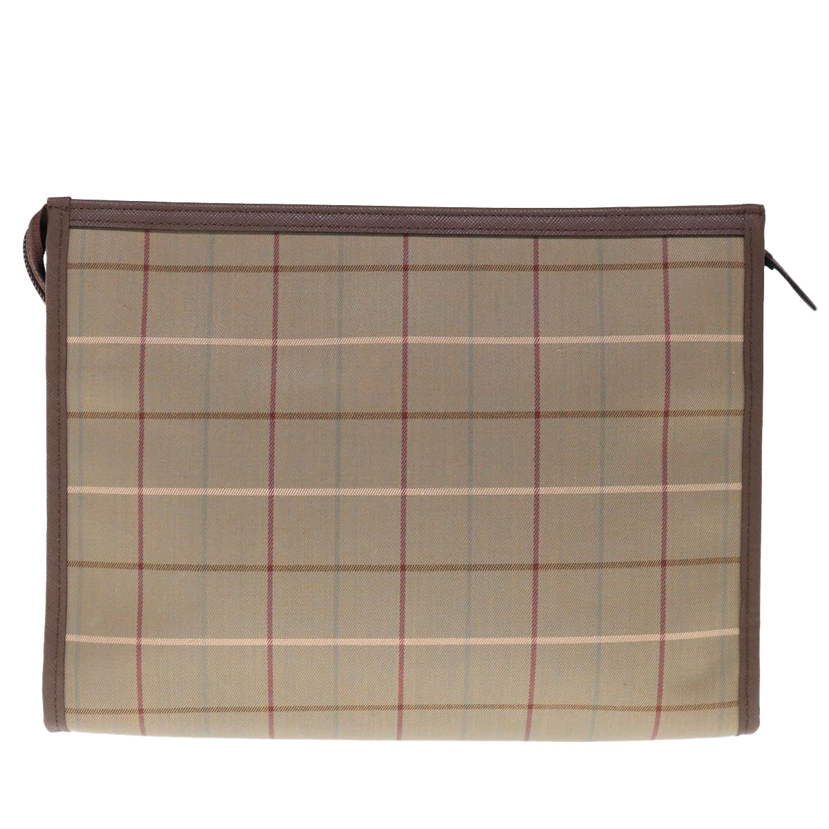 Luxury BurberrySs Nova Check Clutch Bag Canvas Brown Auth 65917