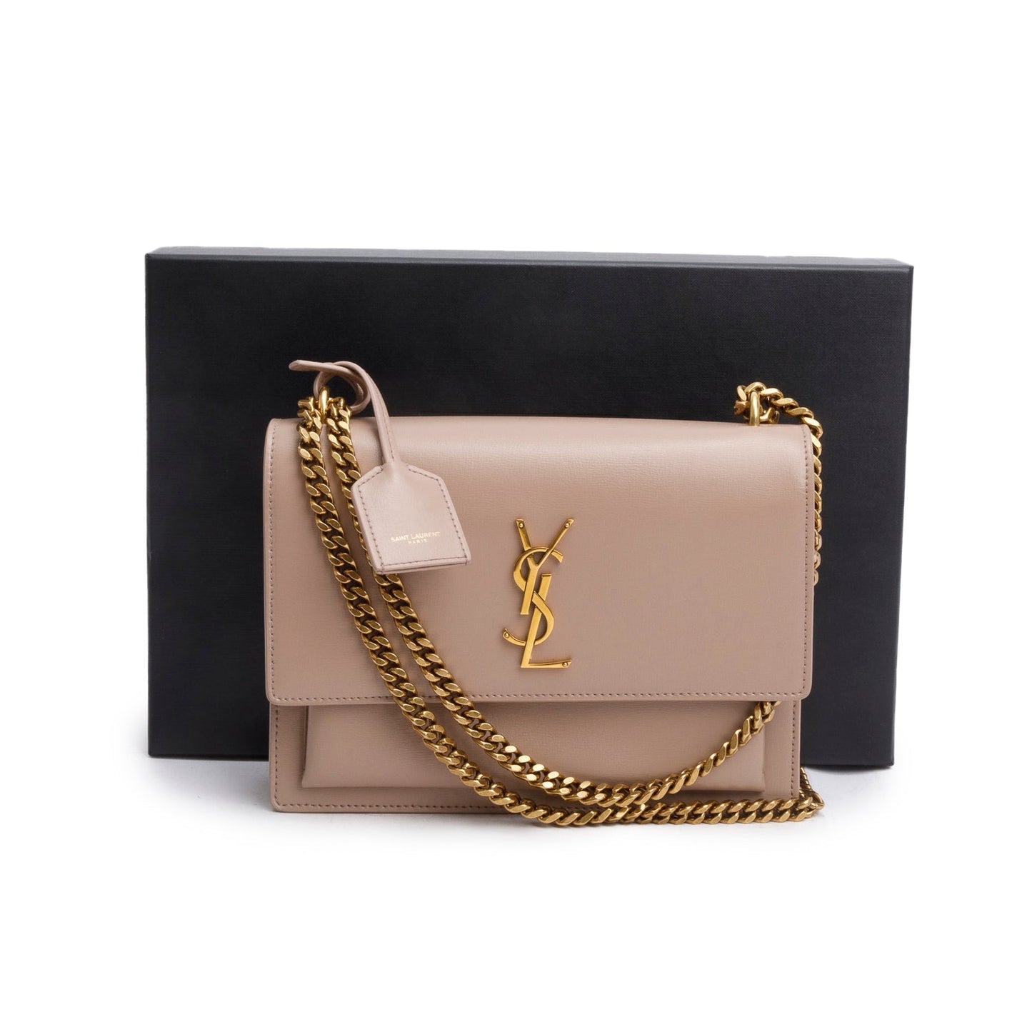 Saint Laurent 2023 Dark Beige Smooth Leather Medium Sunset Bag