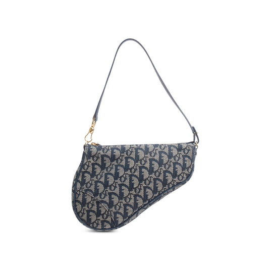 Christian Dior Navy Diorissimo Saddle Pochette
