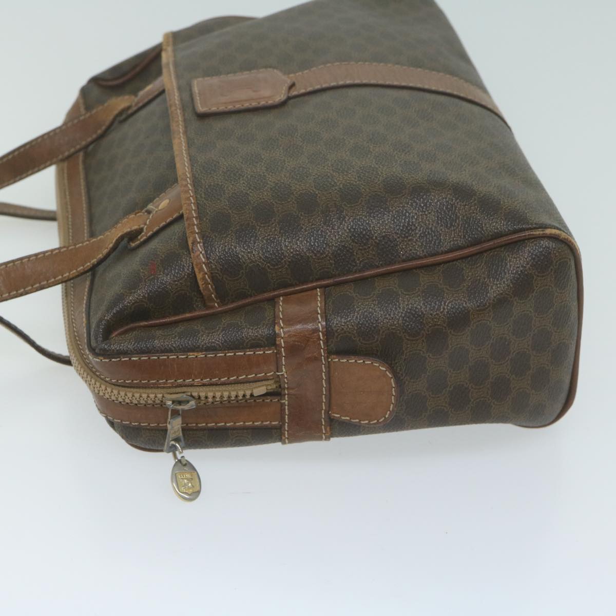 Luxury CELINE Macadam Canvas Shoulder Bag PVC Leather Brown  65957