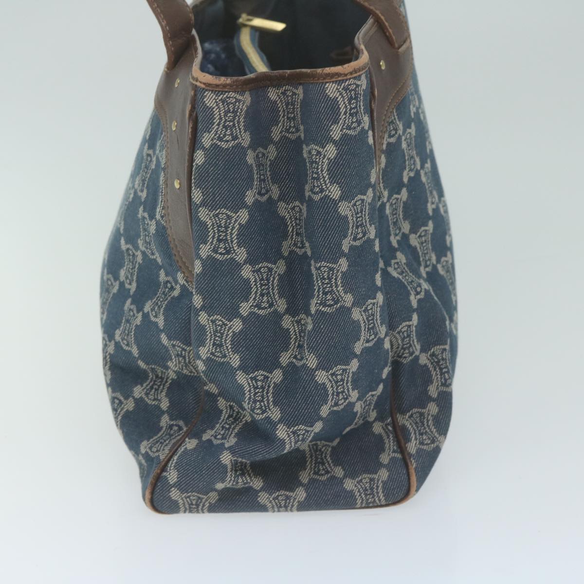Luxury CELINE Paris Macadam Canvas Tote Bag Blue  65961
