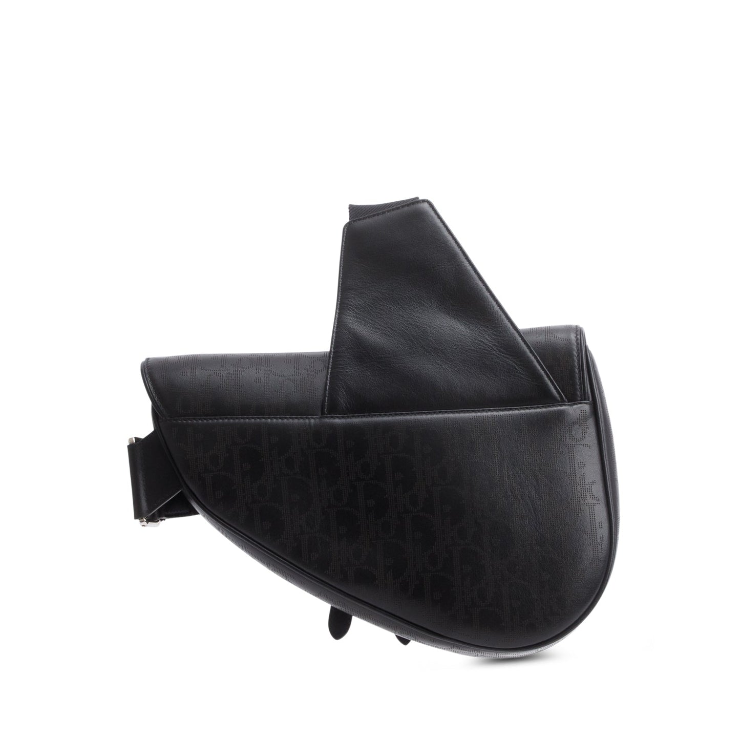 Christian Dior 2021 Black Oblique Galaxy Perforated Leather Saddle Bag