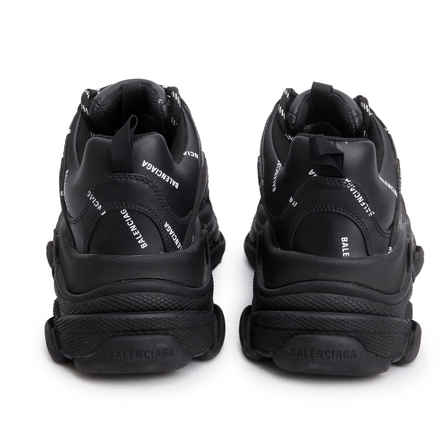 Balenciaga Black Allover Logo Triple S Sneaker, Men's Size 42