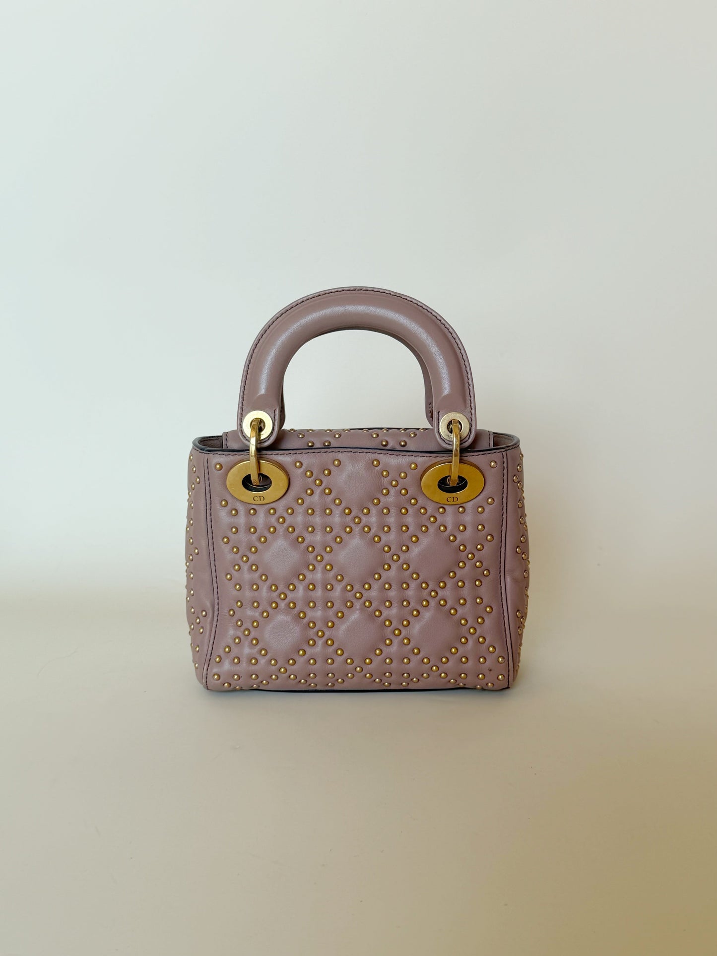 Christian Dior Calfskin Cannage Studded Supple Lady Dior