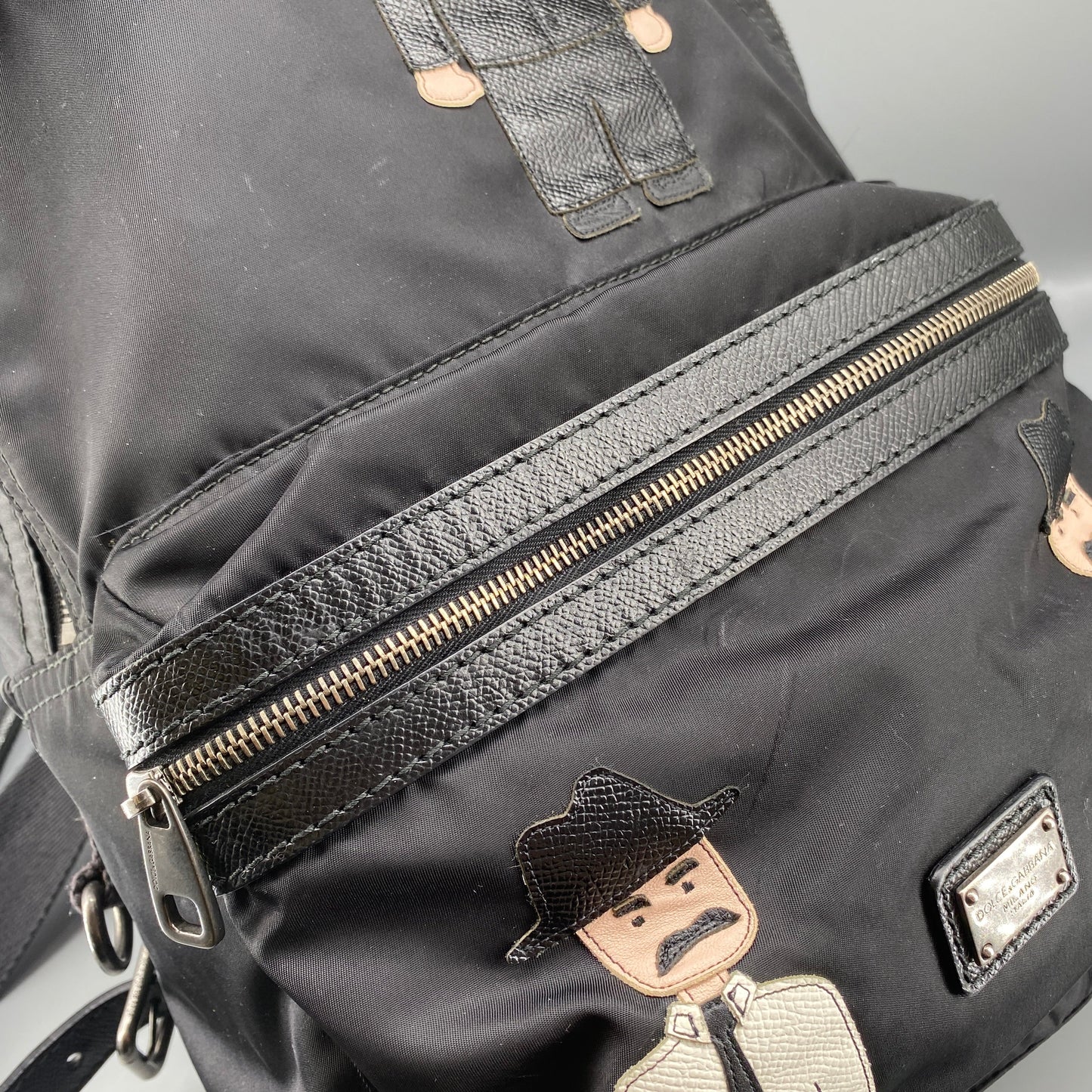 Dolce & Gabbana Gentleman Portrait Print Black Nylon Backpack