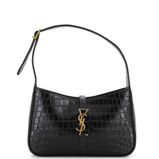 Luxury Saint Laurent Trending 2025 Le 5 a 7 Hobo Crocodile Embossed Leather Small