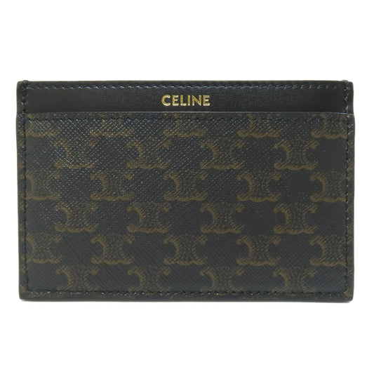 CELINE Card Case leather black Triomphe Women(Unisex)