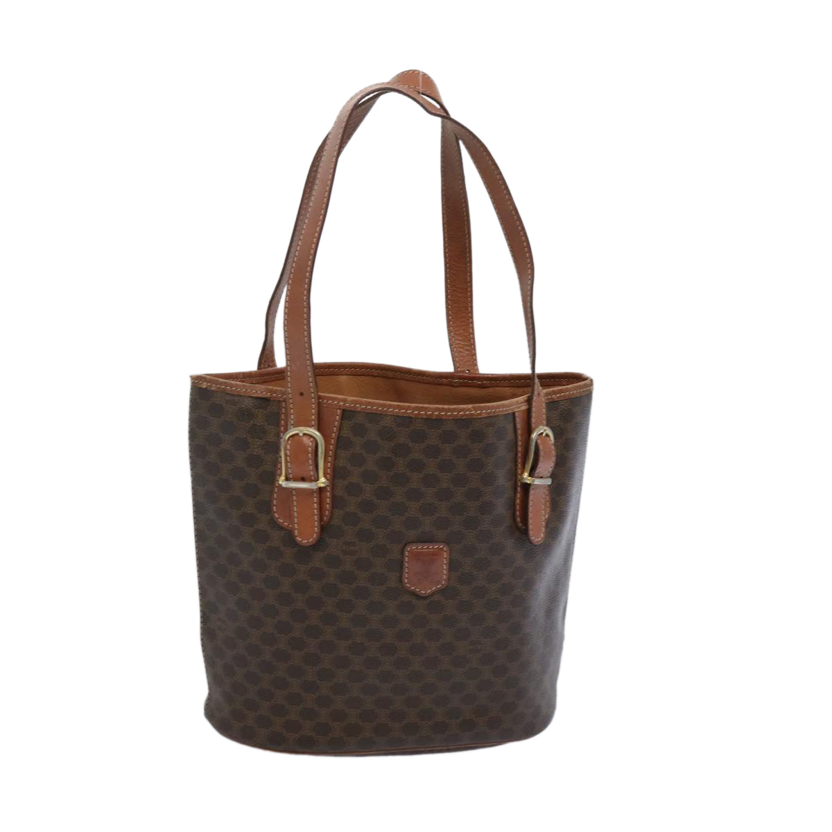 Luxury CELINE Macadam Canvas Shoulder Bag PVC Leather Brown  66029