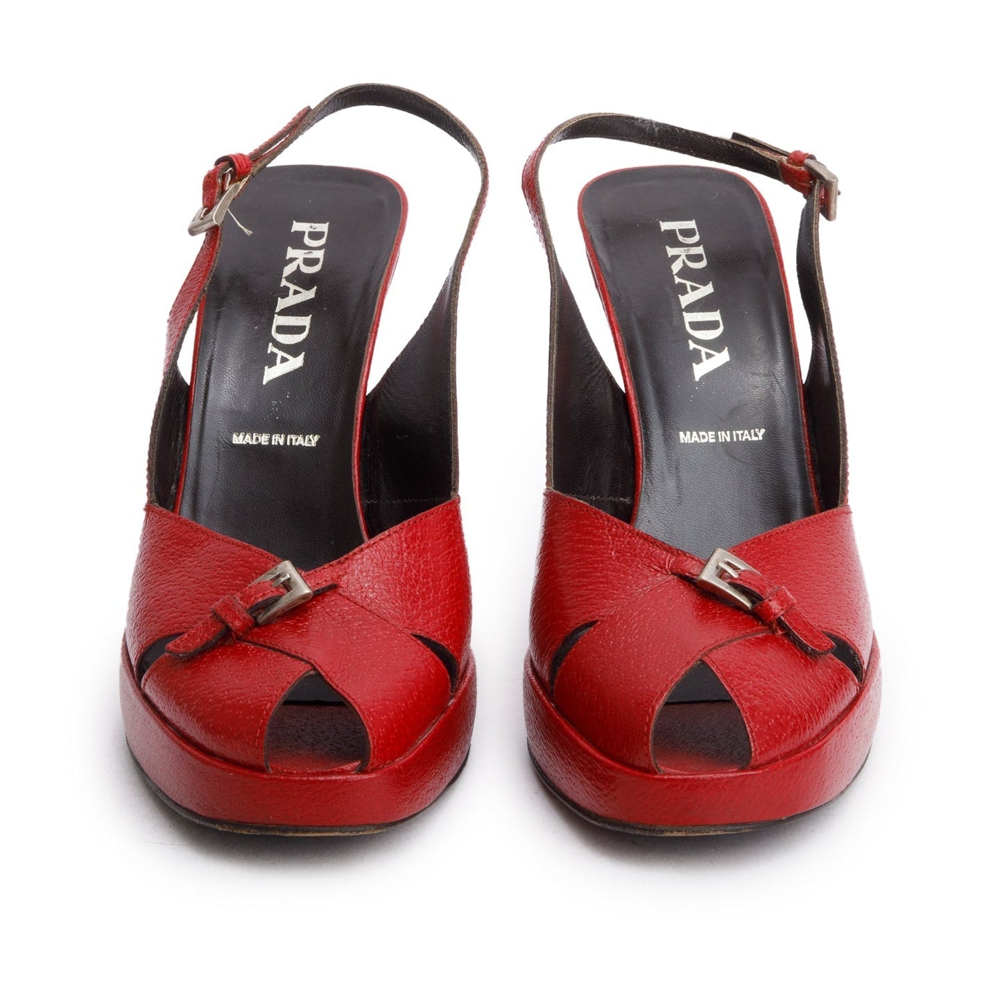 Prada Red Patent Leather Platform Sandals, Size 38