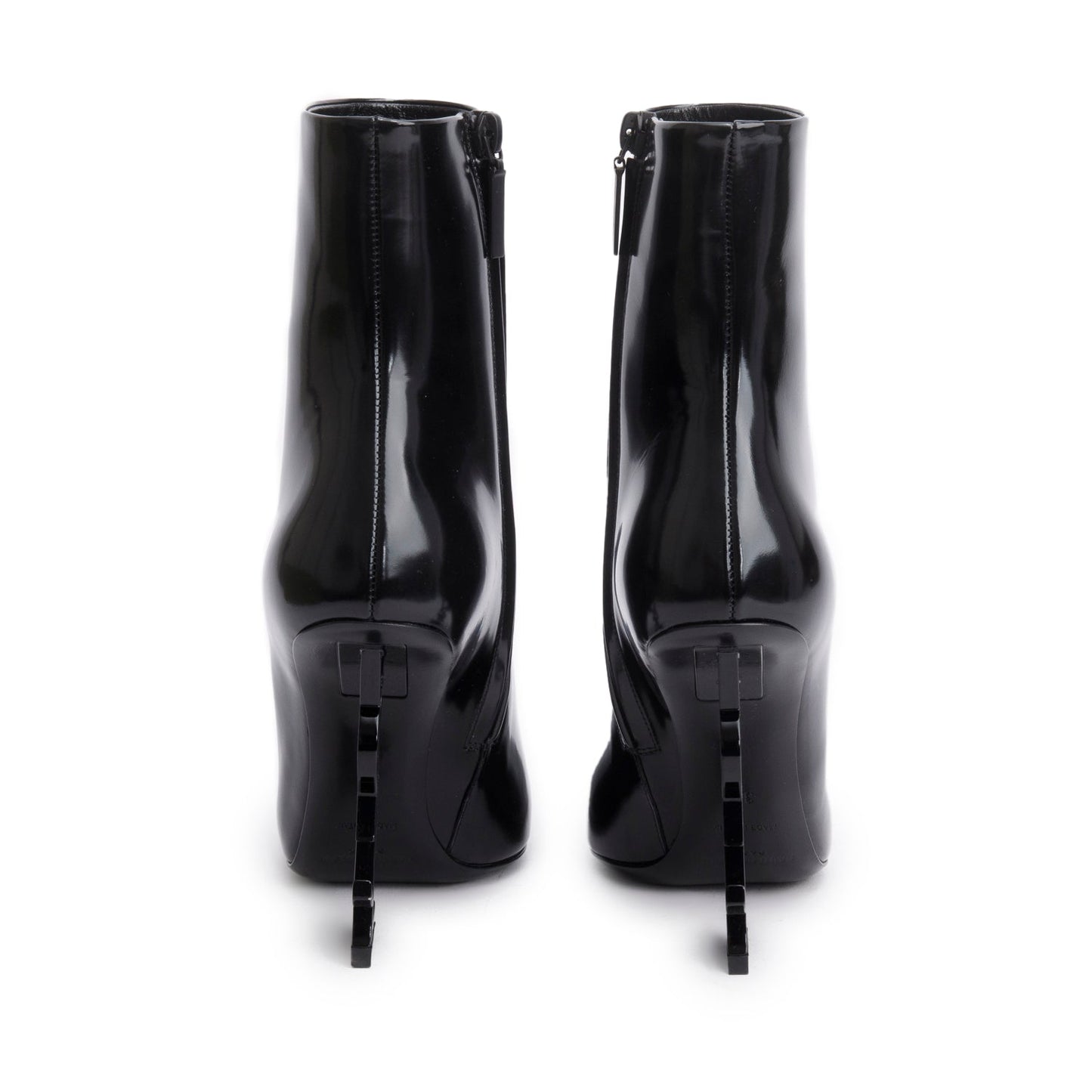 Saint Laurent Black Patent Leather Opyum Ankle Boots, Size 37