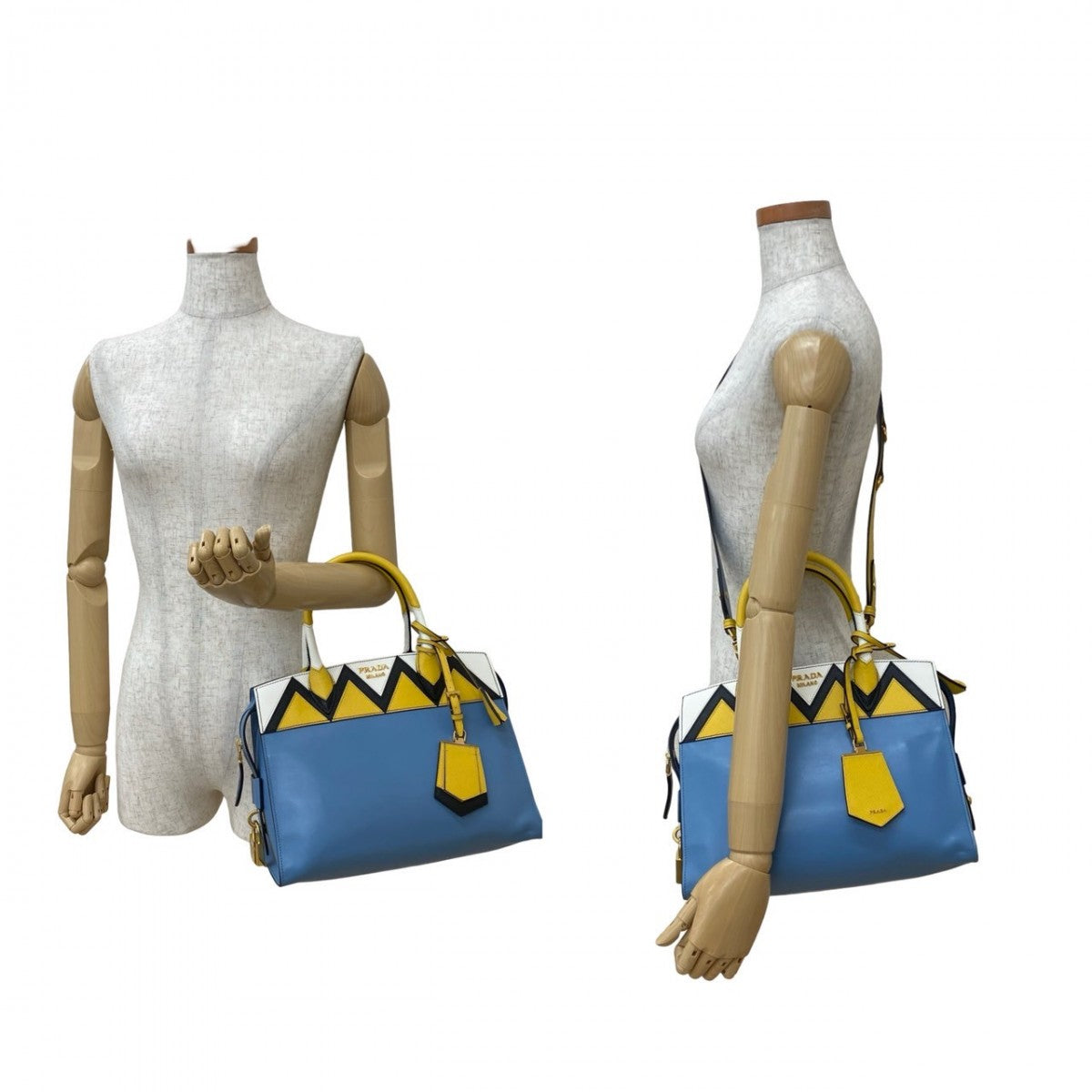 PRADA Shoulder Bag leather blue Esplanade