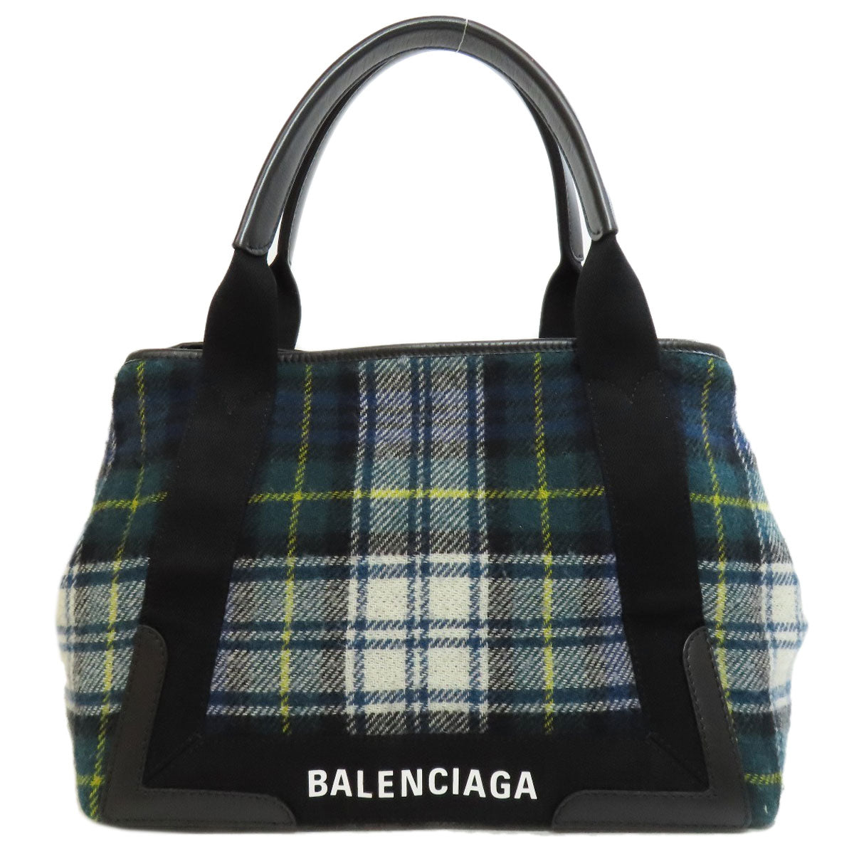 BALENCIAGA Handbag 339933 wool green Navy kabas S Women