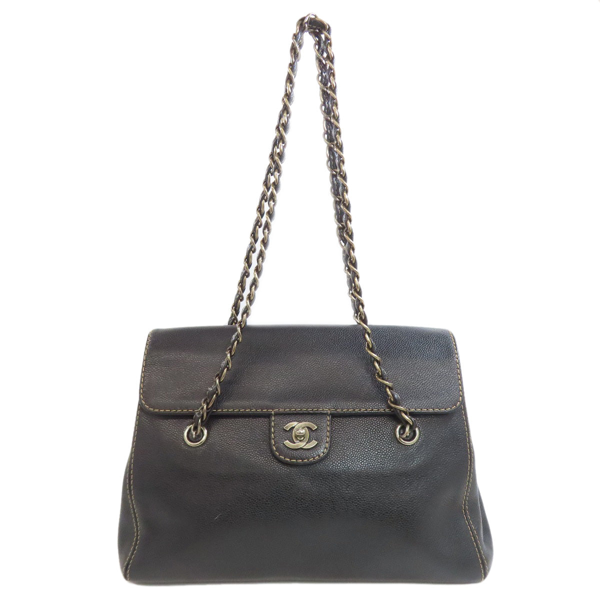 CHANEL Tote Bag Grained Calfskin Skin black Chain tote Women