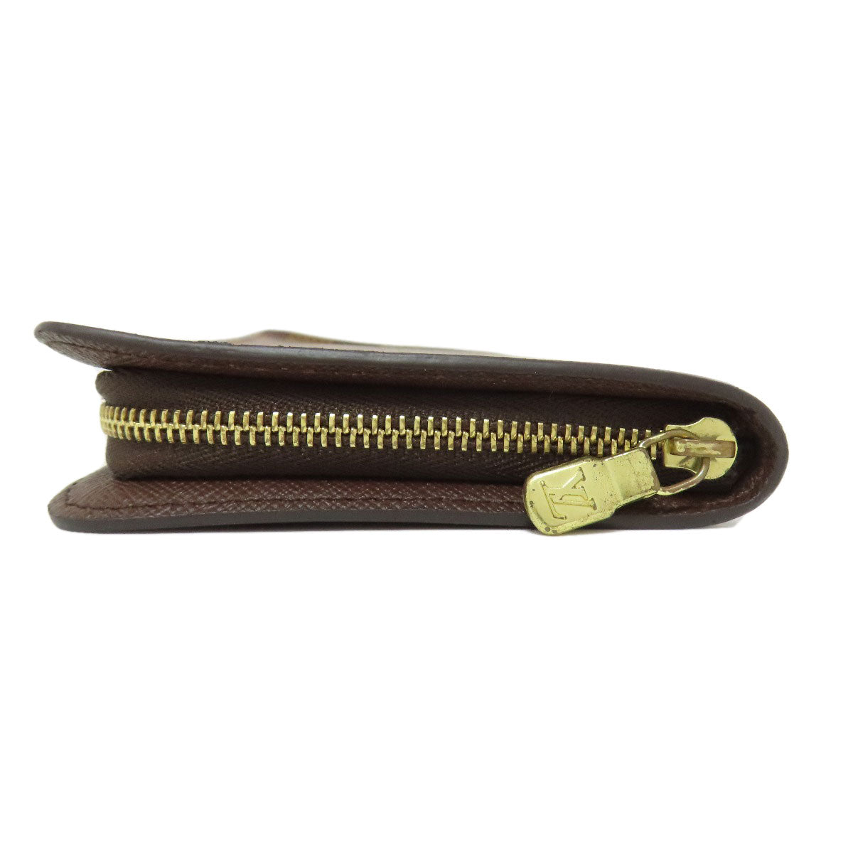 LOUIS VUITTON Long Wallet Purse N61728 Damier canvas Brown Portonet Zip Women