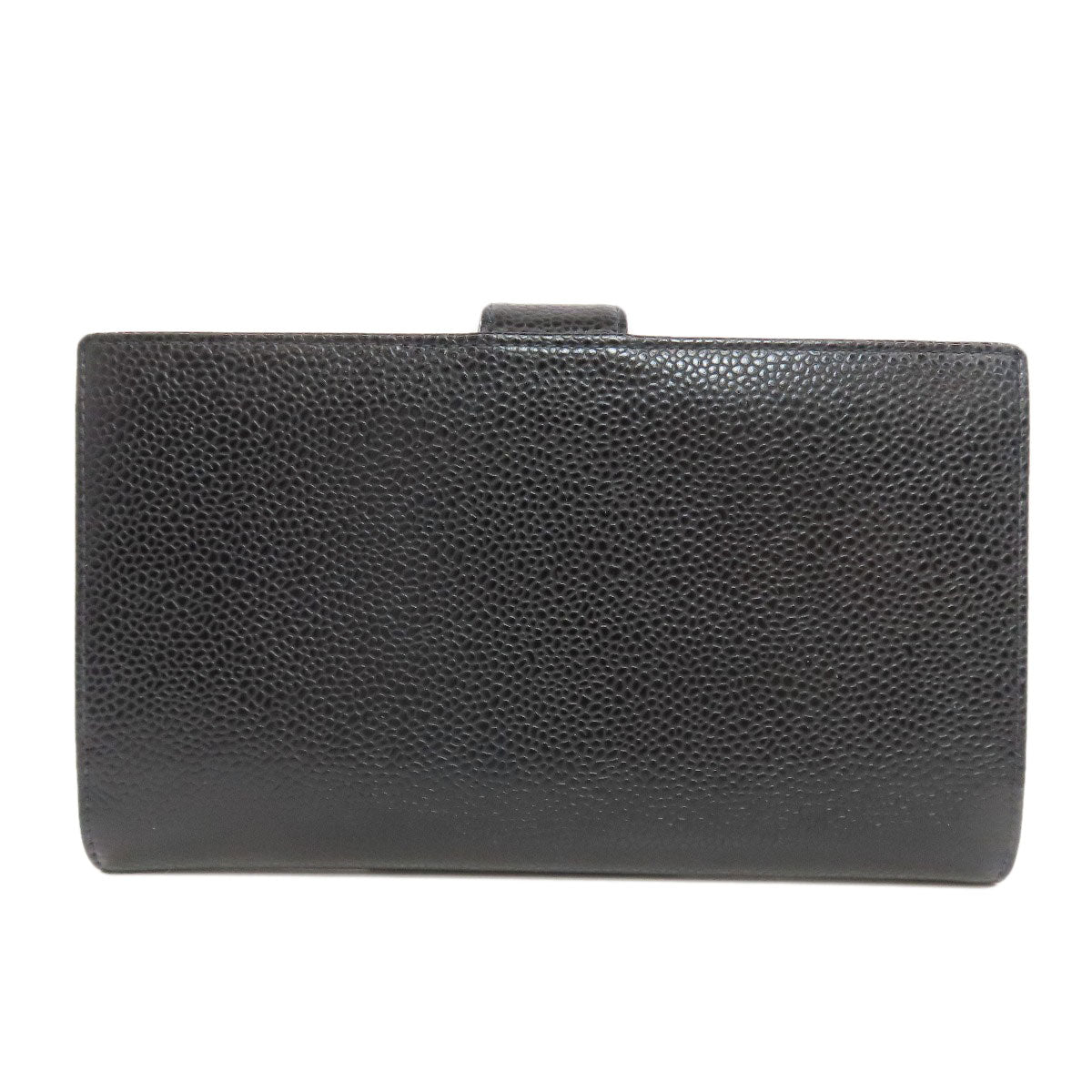 CHANEL Long Wallet Purse Grained Calfskin Skin black COCO Mark Gold Metal