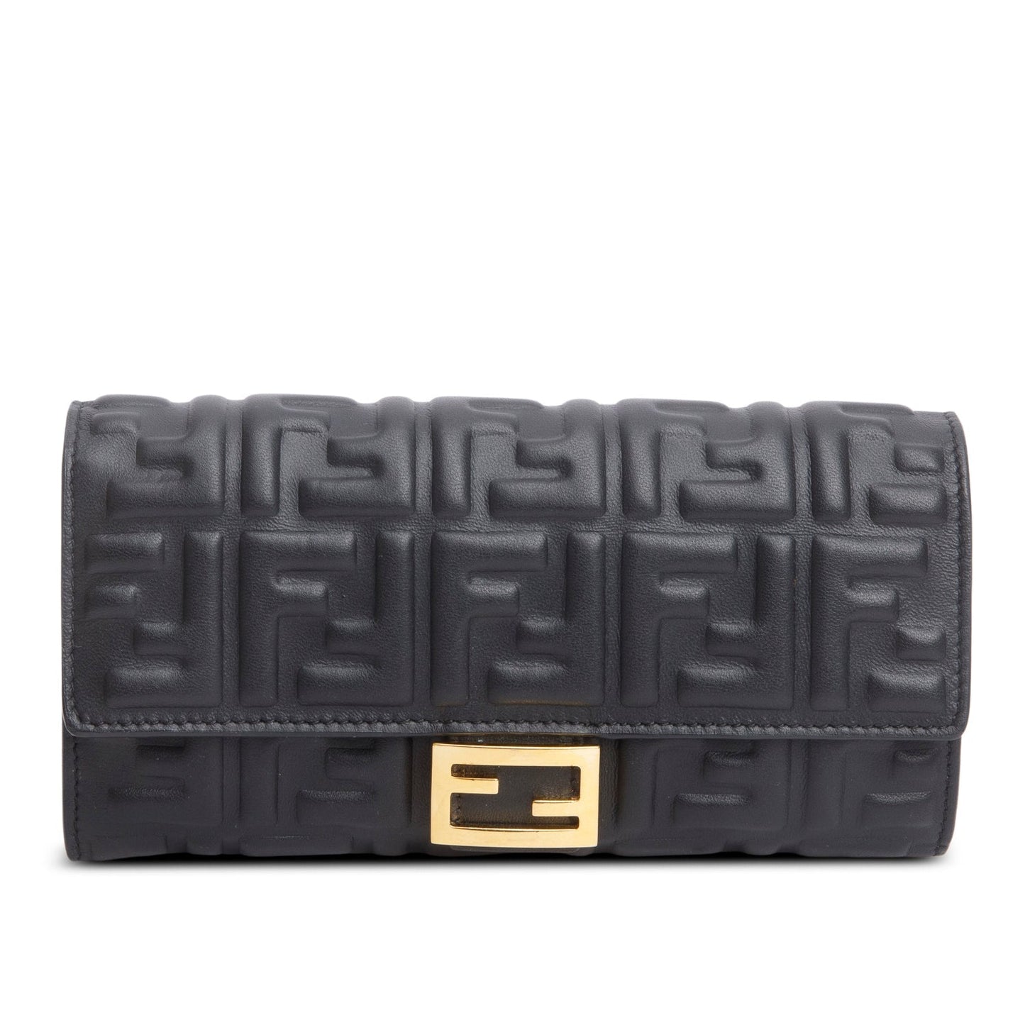 Fendi Black Nappa Mattisse FF Embossed Continental Wallet