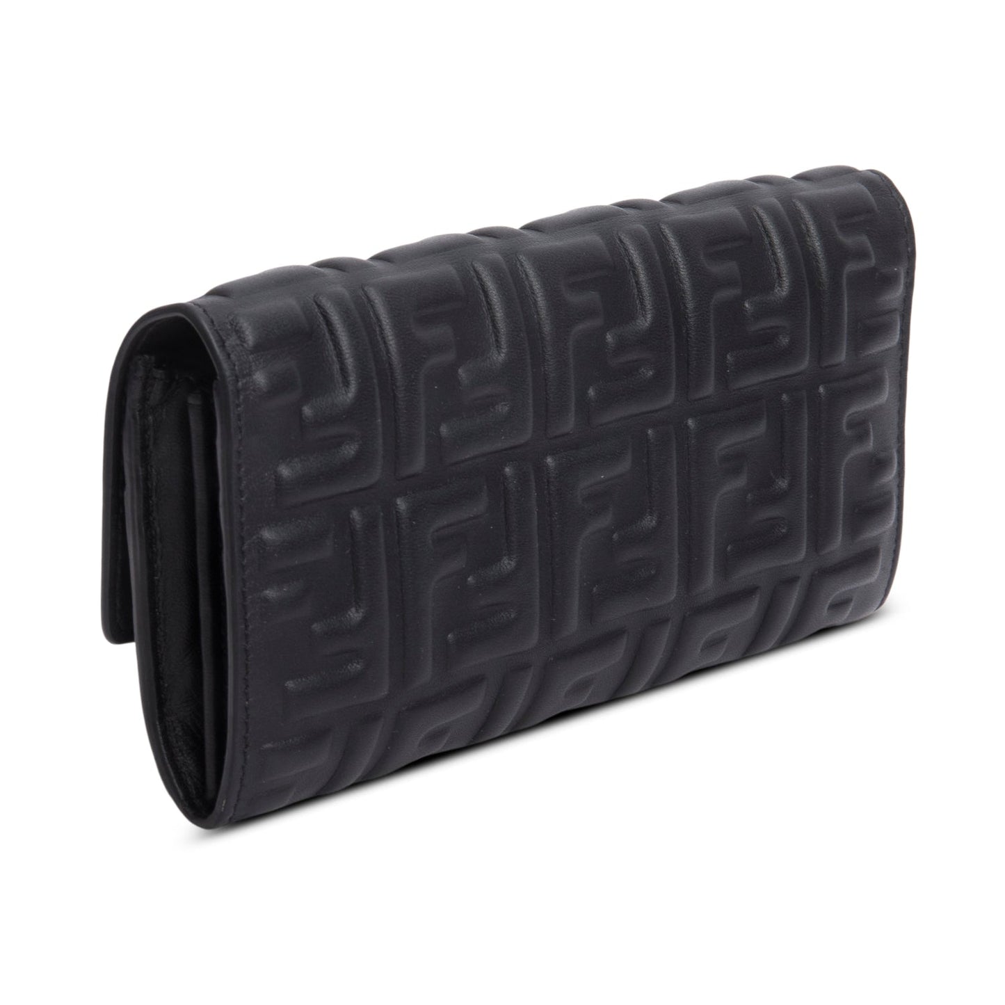 Fendi Black Nappa Mattisse FF Embossed Continental Wallet