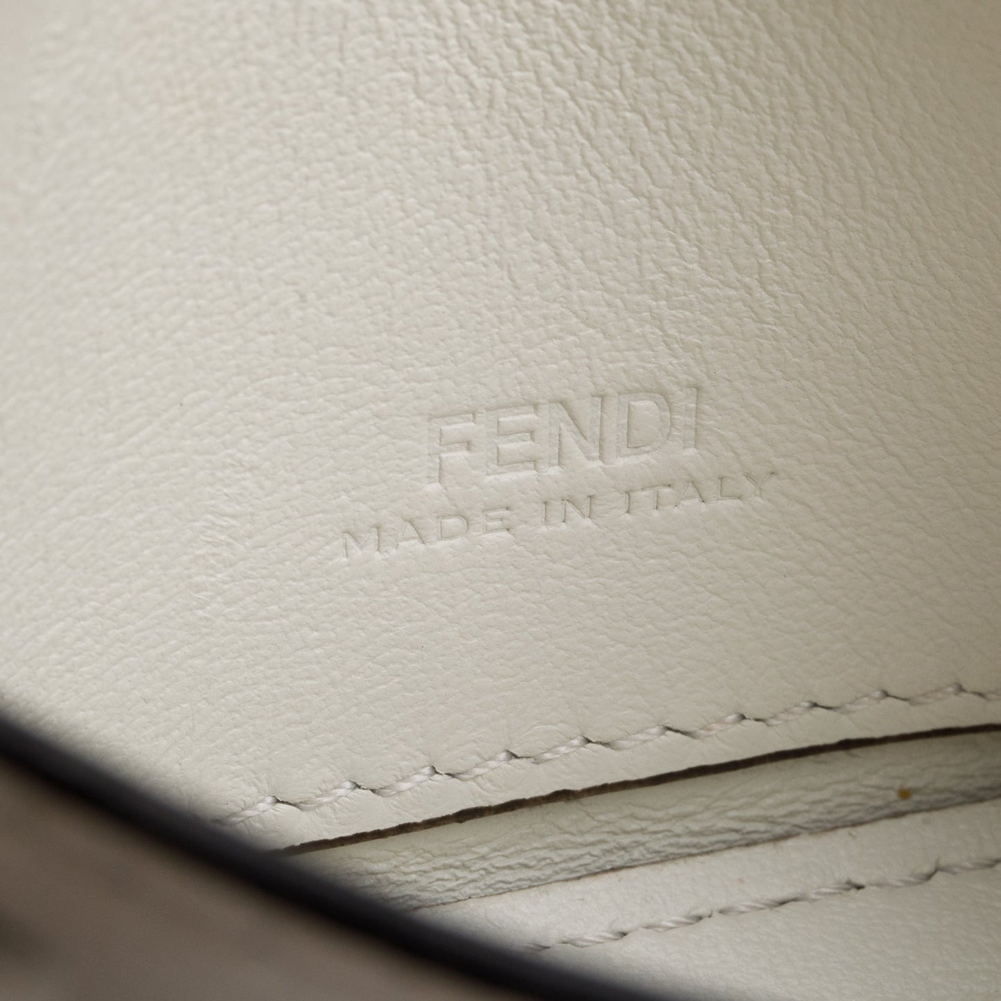 Fendi White Nappa Matisse FF Embossed Nano Baguette Charm