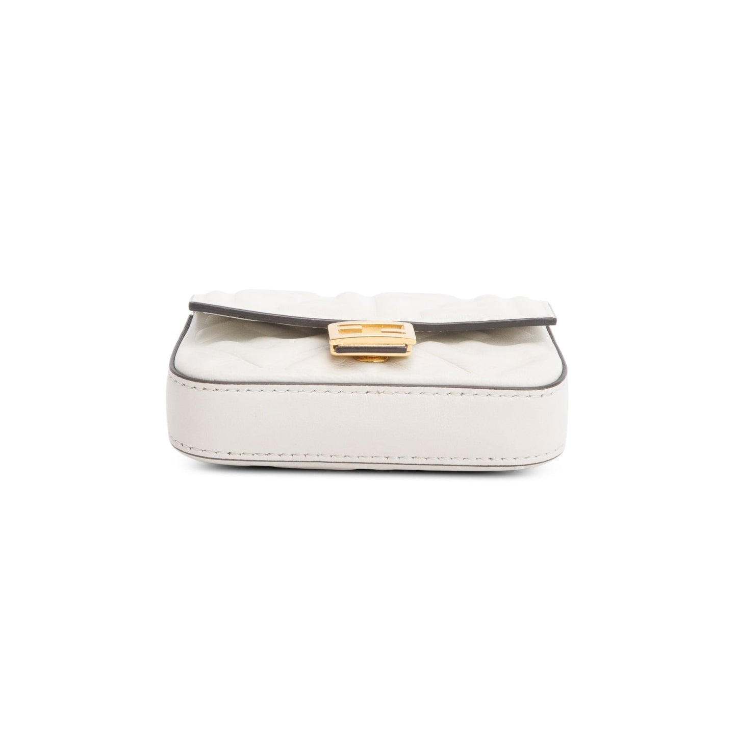 Fendi White Nappa Matisse FF Embossed Nano Baguette Charm