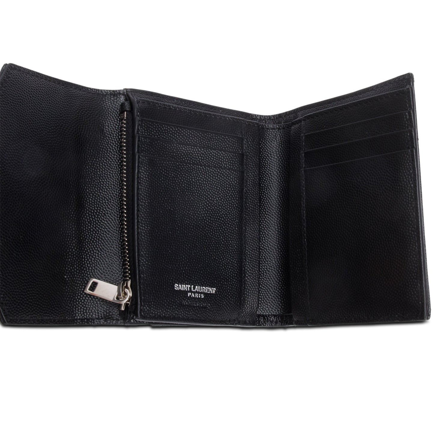 Saint Laurent 2022 Black Grain de Poudre Chevron Wallet