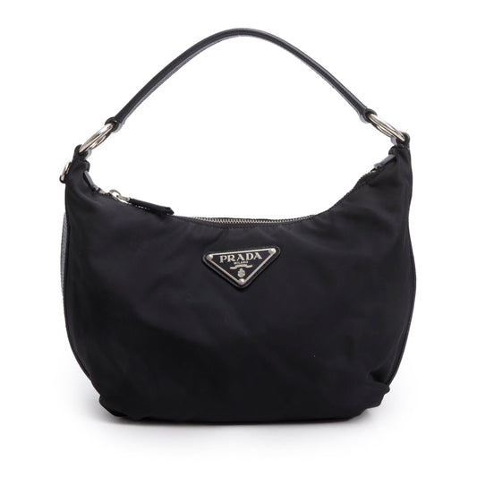 Prada Black Tessuto Nylon Saffiano Leather Shoulder Bag