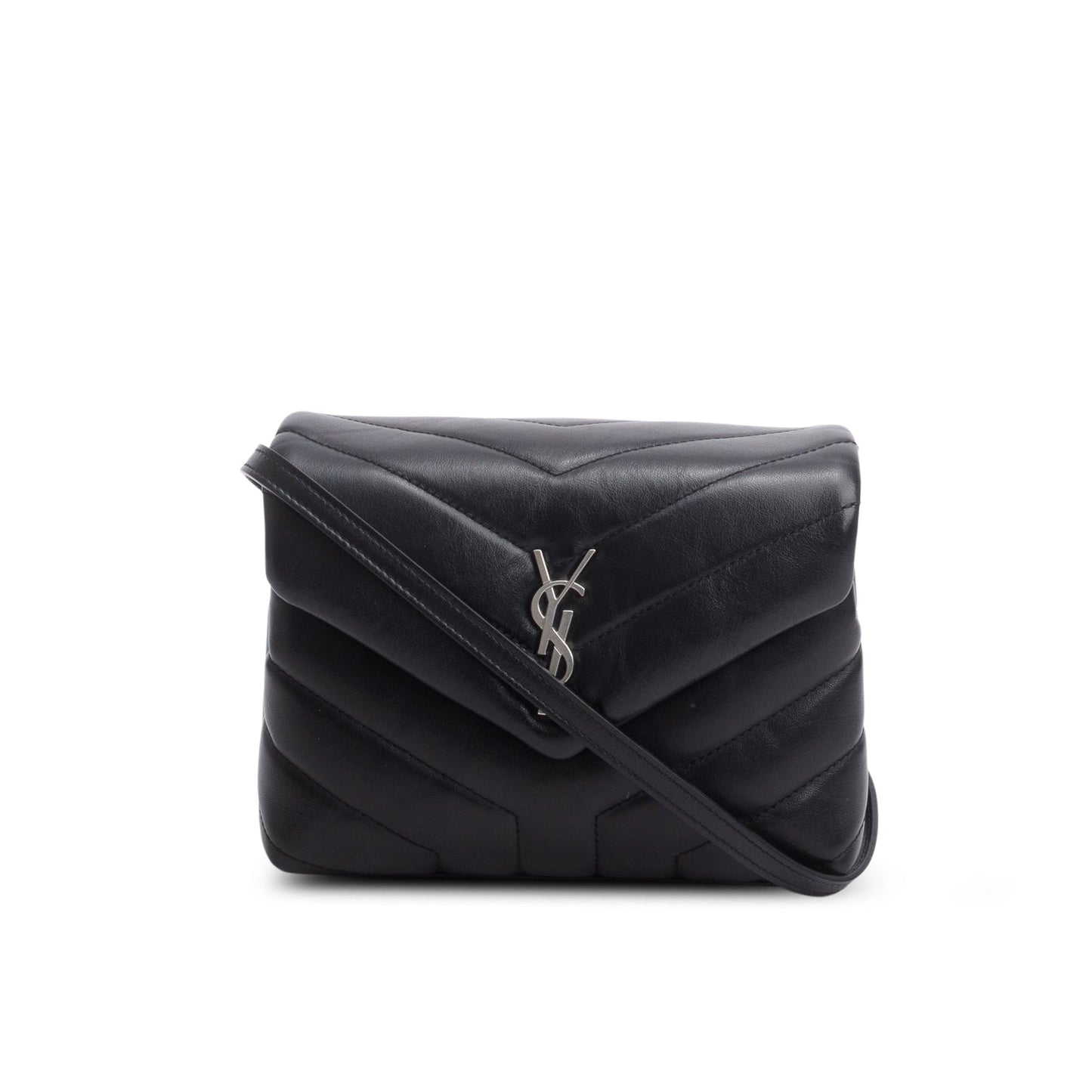 Saint Laurent Black Calfskin Y Quilted Monogram Toy Loulou Crossbody Bag