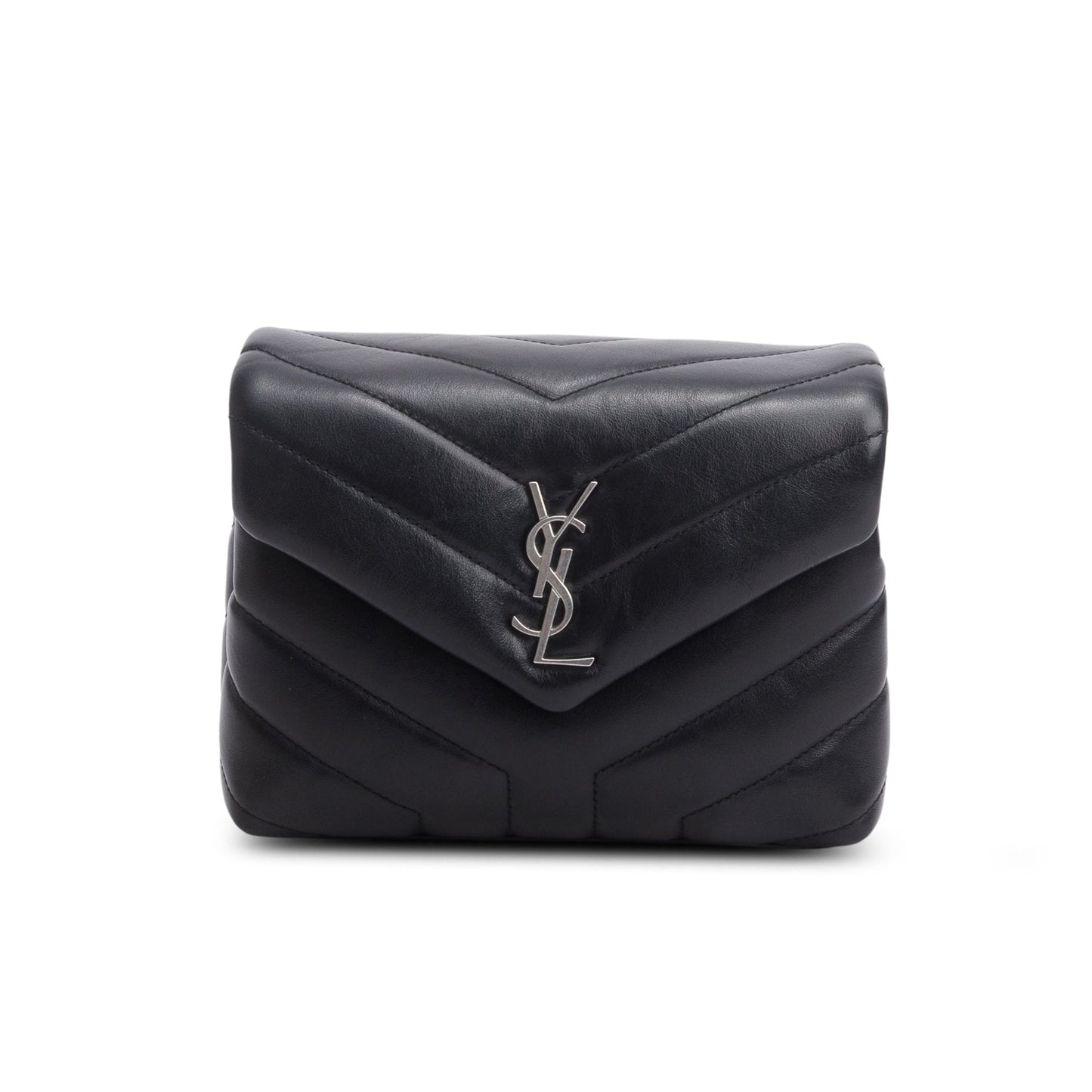 Saint Laurent Black Calfskin Y Quilted Monogram Toy Loulou Crossbody Bag