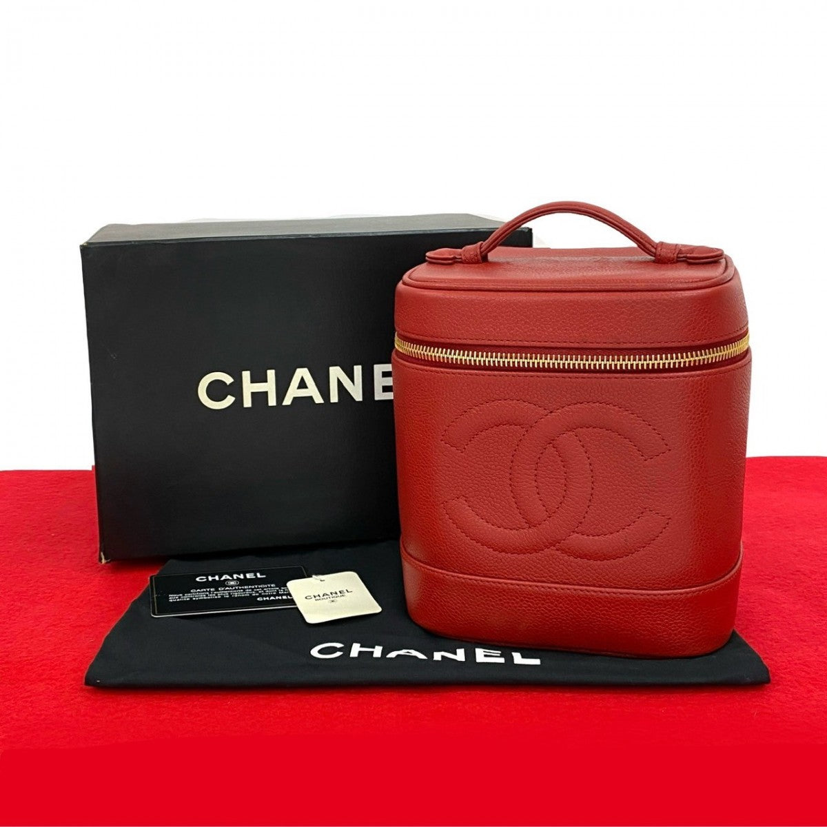 CHANEL Handbag Matt caviar skin Red