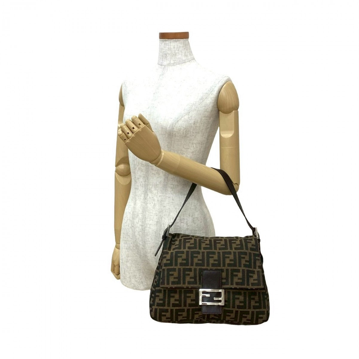 FENDI Handbag canvas Brown Mamma Bucket
