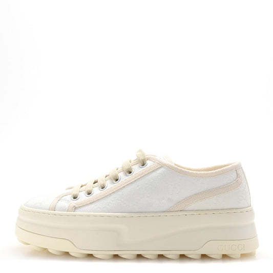 Gucci GG Monogram Womens 1977 Tennis Platform 52mm Sneakers 37 Great White Mystic White