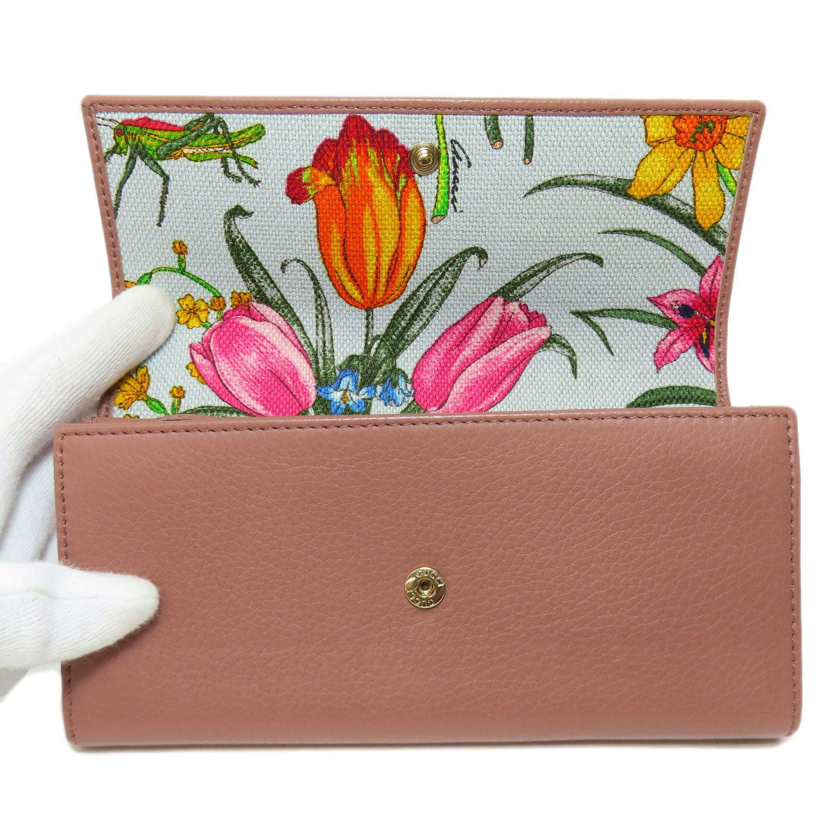 GUCCI Long Wallet Purse 376186 leather pink Swing Women