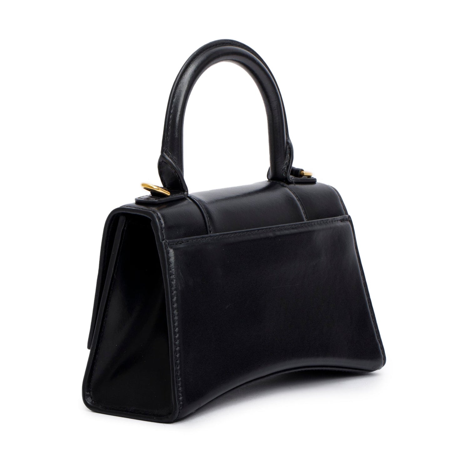 Balenciaga Black Leather XS Hourglass Top Handle Bag