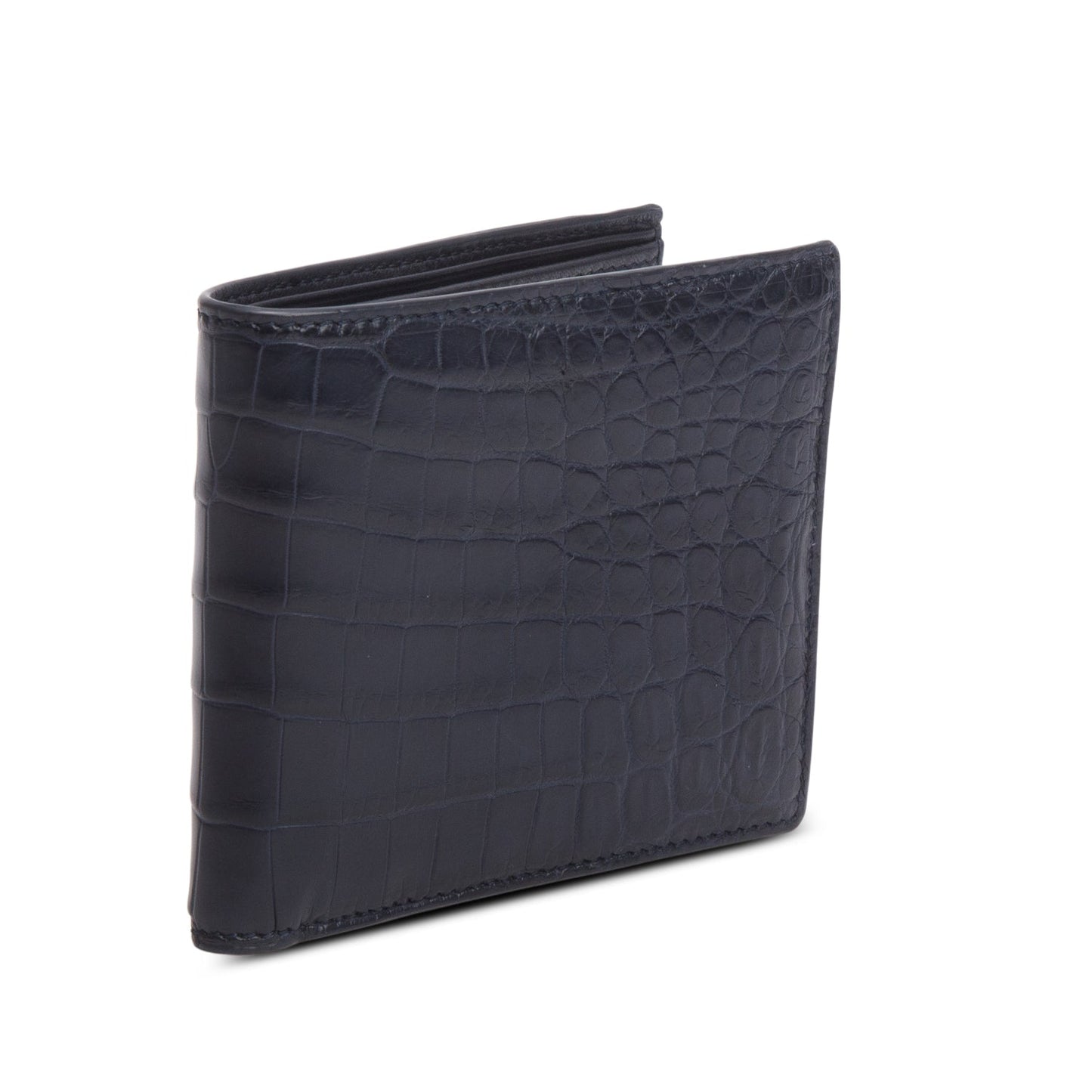Bottega Veneta Black Croc Embossed Bi-Fold Wallet