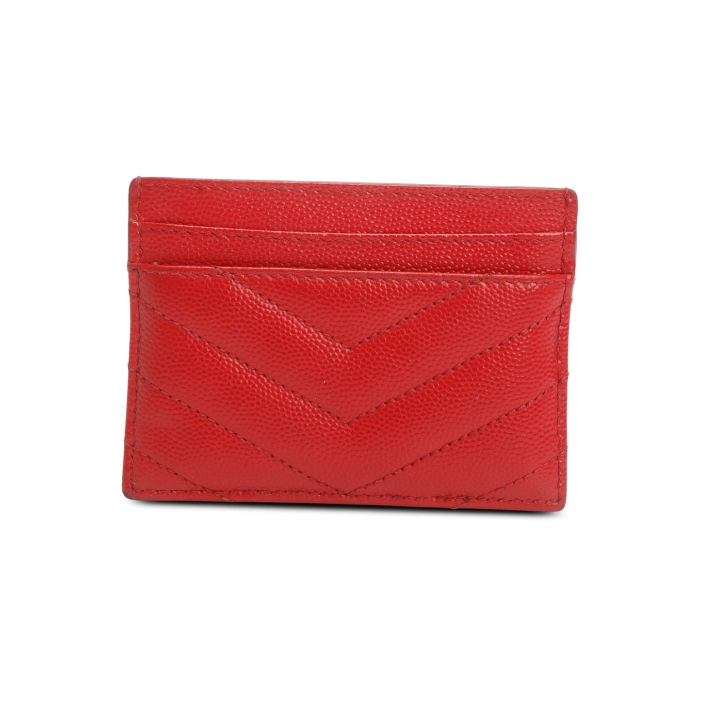 Saint Laurent 2020 Red Grain de Poudre Chevron Cassandre Card Holder
