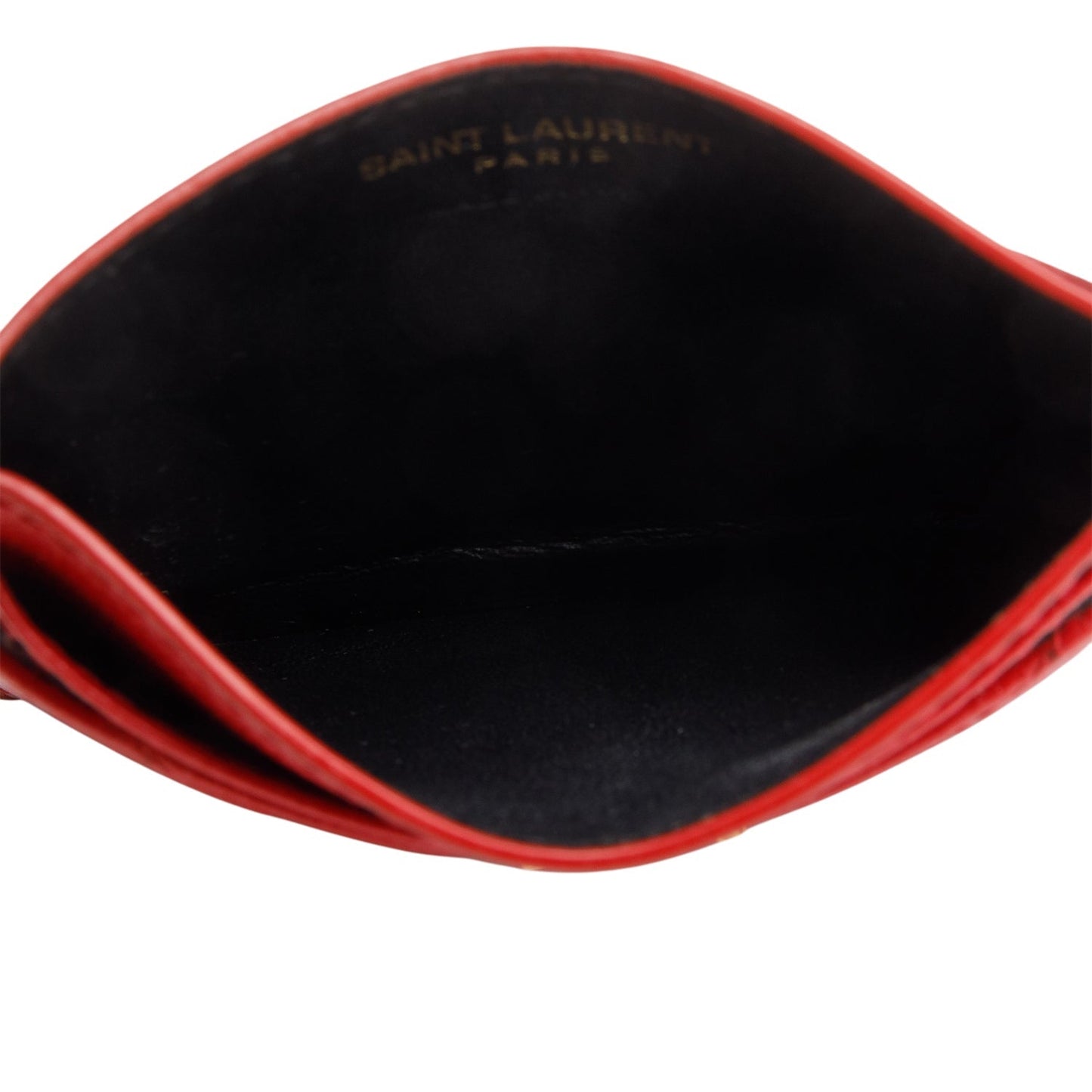 Saint Laurent 2020 Red Grain de Poudre Chevron Cassandre Card Holder