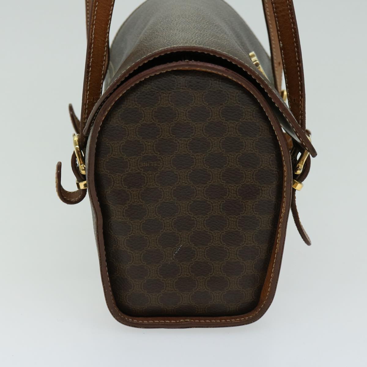 Luxury CELINE Macadam Canvas Hand Bag PVC 2way Brown  66276