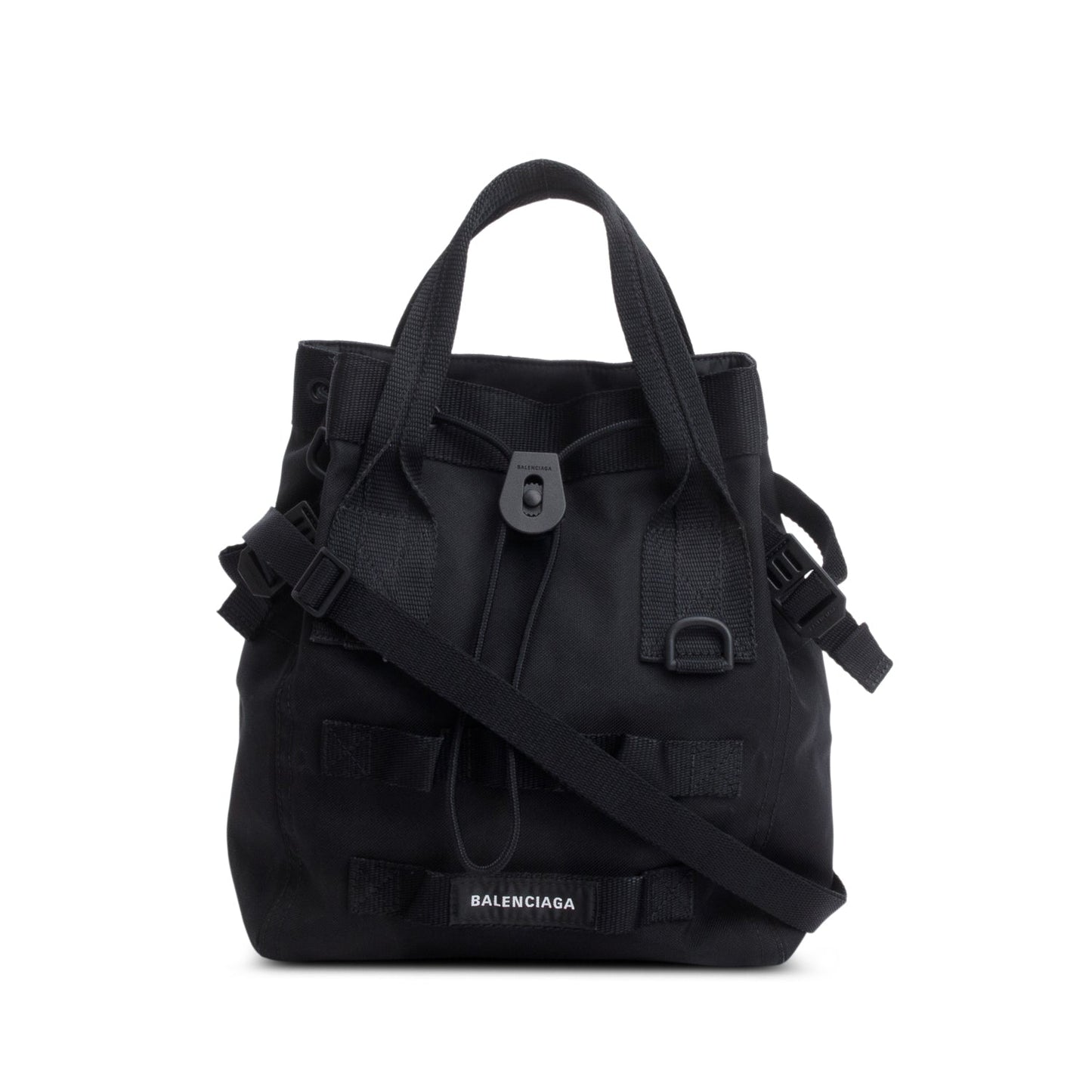 Balenciaga Black Canvas Logo Patch Tote Bag