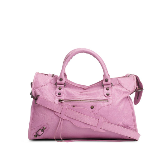 Balenciaga Purple Arena Lambskin Leather Le City Medium Bag