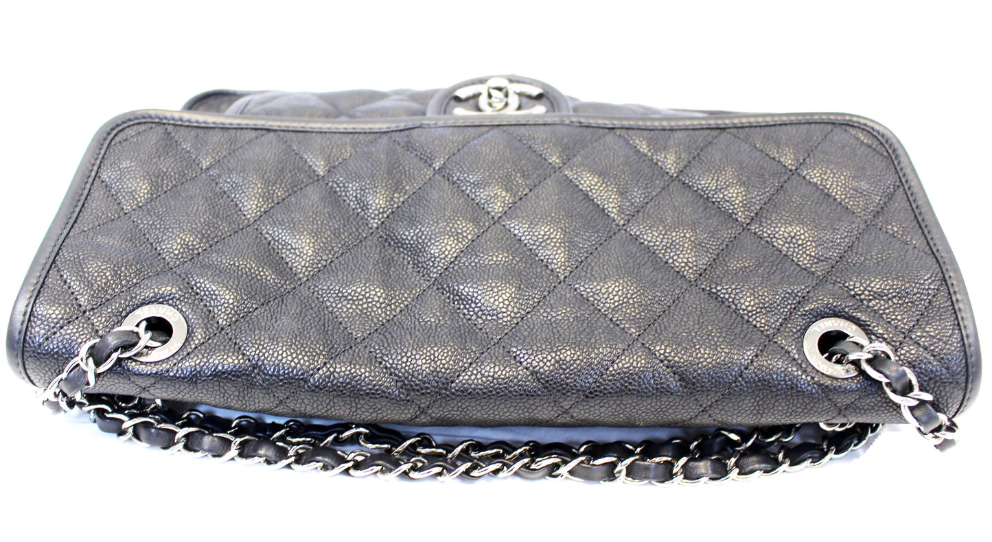 CHANEL  Flap Caviar Leather Shoulder Bag Black